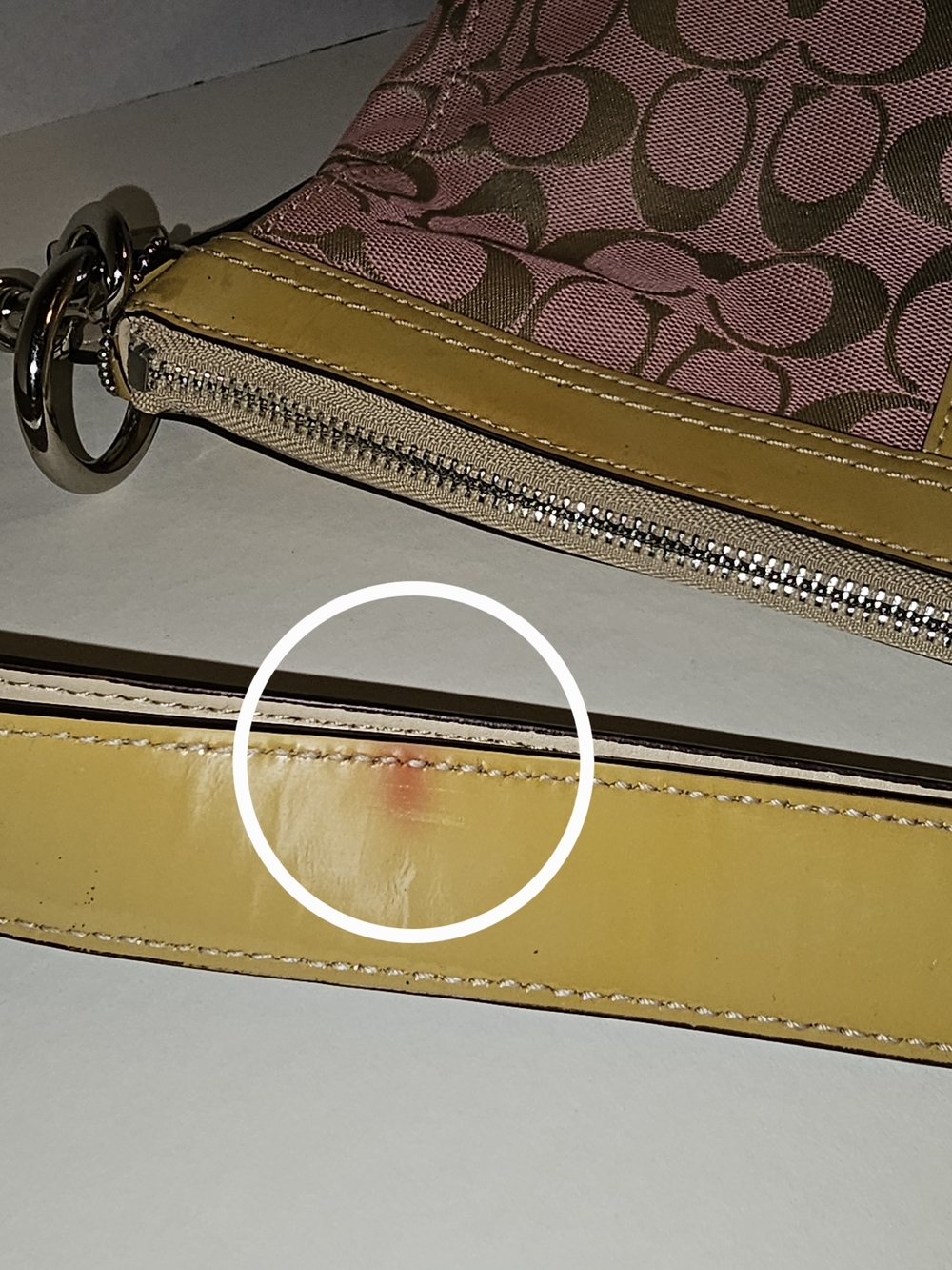 Coach Pink Signature Canvas Shoulder Bag with Yellow Leather Trim - Picture 6 of 6